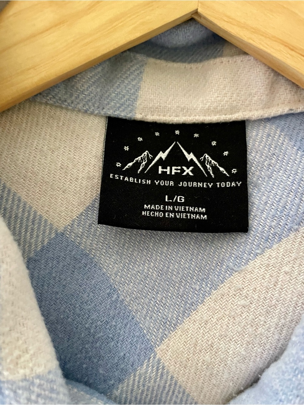 HFX Light Blue & White Buffalo Plaid Check Shacket with Snap Front Size Large - Picture 8 of 8